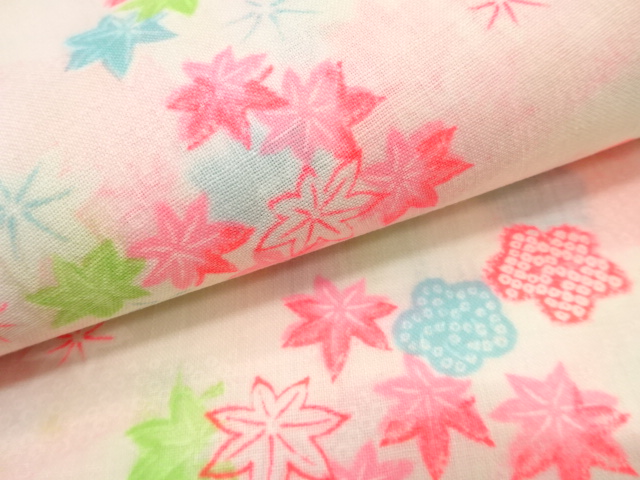 アンティーク 梅に楓模様 長襦袢地反物